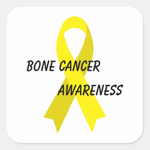 Bone Cancer Yellow Awareness Ribbon by Janz Square Sticker
