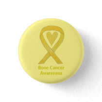 Bone Cancer Yellow Heart Awareness Ribbon Pin