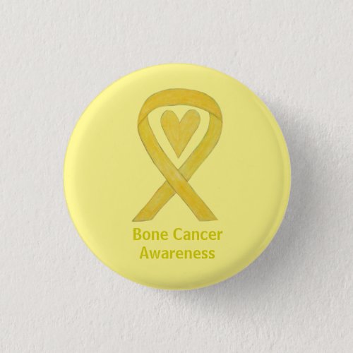 Bone Cancer Yellow Heart Awareness Ribbon Pin