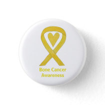 Bone Cancer Yellow Heart Awareness Ribbon Pins