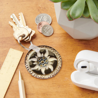 Bone Carved Edelweiss Keychain