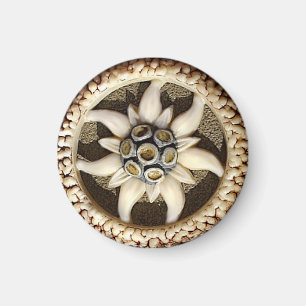 Bone Carved Edelweiss Magnet