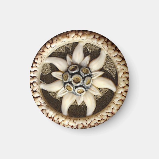 Bone Carved Edelweiss  Magnet (Front)
