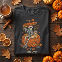 Bone Chillin Cider Sippin Retro Skeleton Halloween