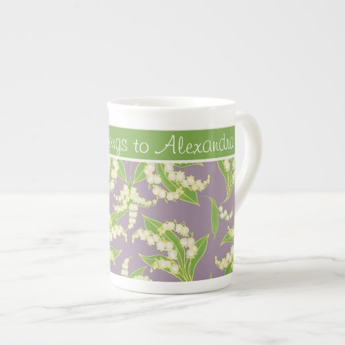 Bone China Coffee Mug Lilies of the Valley Mauve Bone China Mug