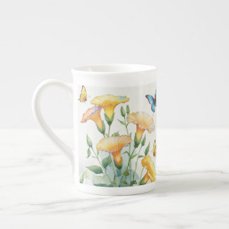 Bone China Coffee Mug - Yellow Morning Glory