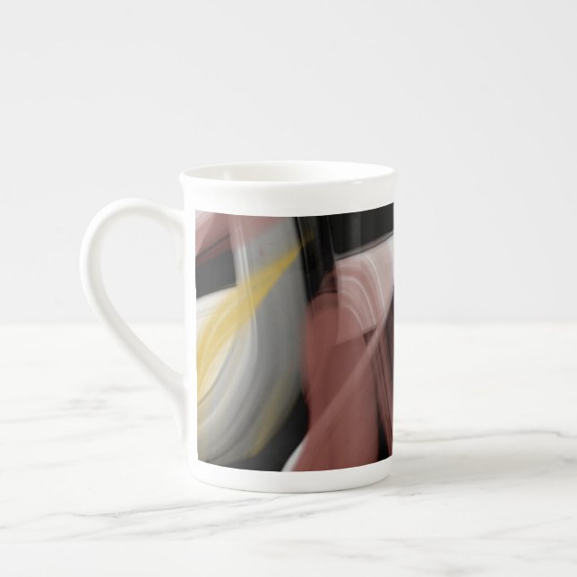 Bone China Mug Abstract Art Black White Powdery (Left)