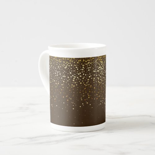 Bone China Mug_Petite Golden Stars_Brown Bone China Mug