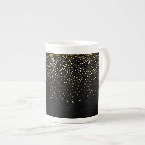 Bone China Mug_Petite Golden Stars_Noir Bone China Mug