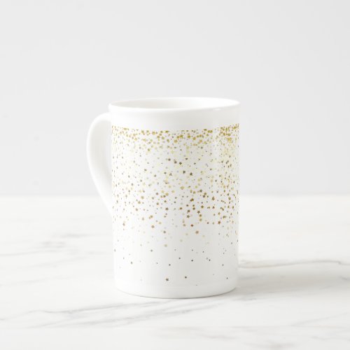 Bone China Mug_Petite Golden Stars_White Bone China Mug