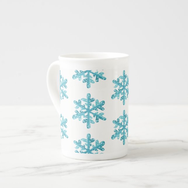 Bone China Mug-Snowflakes Bone China Mug (Front Left)