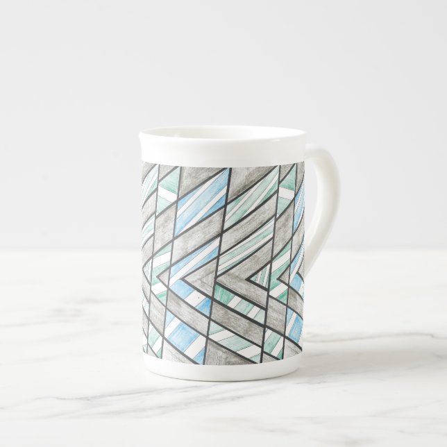 Bone China Mug: Striped V Motif Mug (Front Right)