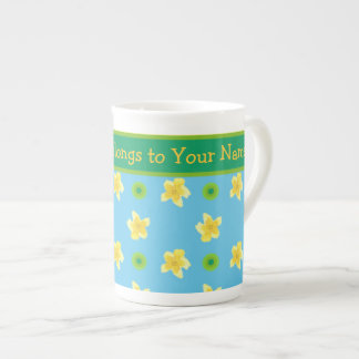 Bone China Mug to Personalize Primroses, Polkas