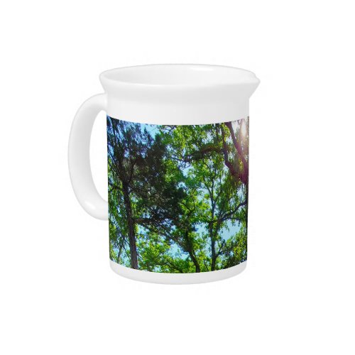 Bone China Pitcher w Sunshine through trees