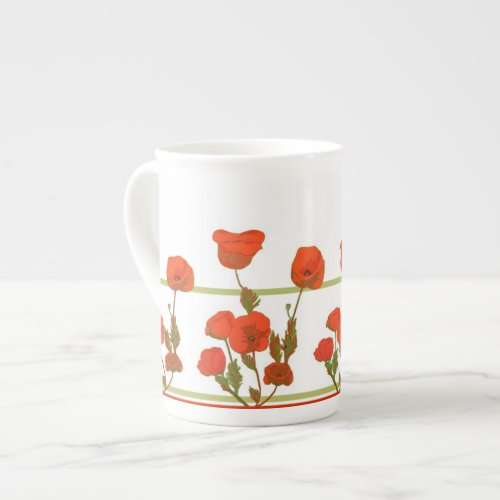 Bone China Poppy print mug