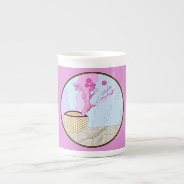 Bone China Tea Cup with Tea Steamer Art Design (Front)