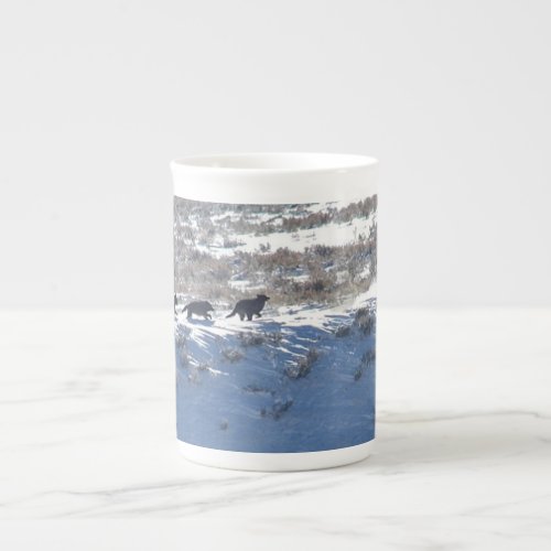 Bone China _ Yellowstone Lamar wolf pack run Bone China Mug