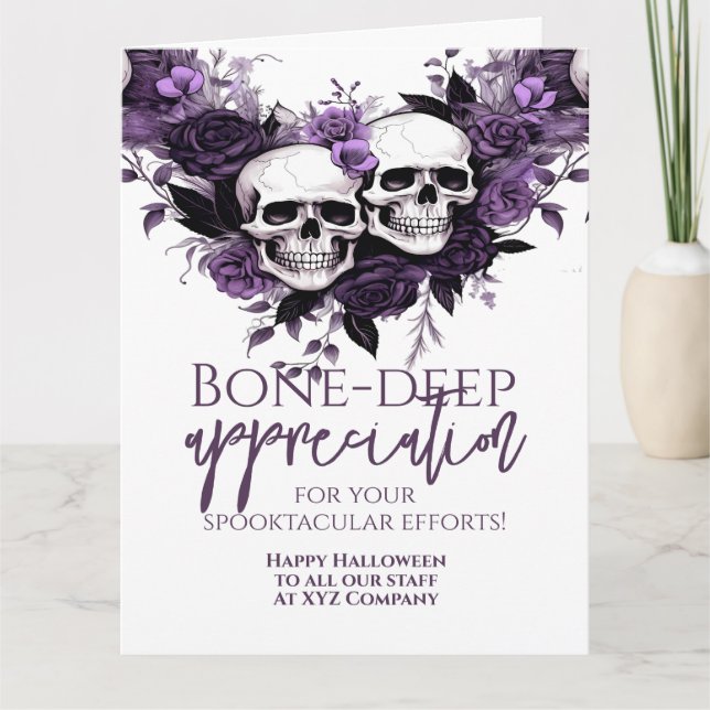 Bone Deep Appreciation Halloween Letterpress Thank You Card (Front)