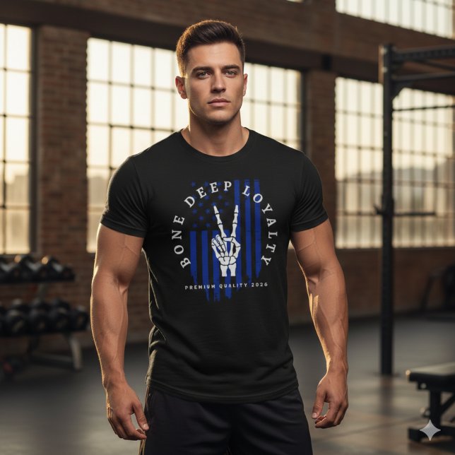Bone Deep Loyalty Thin Blue Line Police Skull Tee (Creator Uploaded)