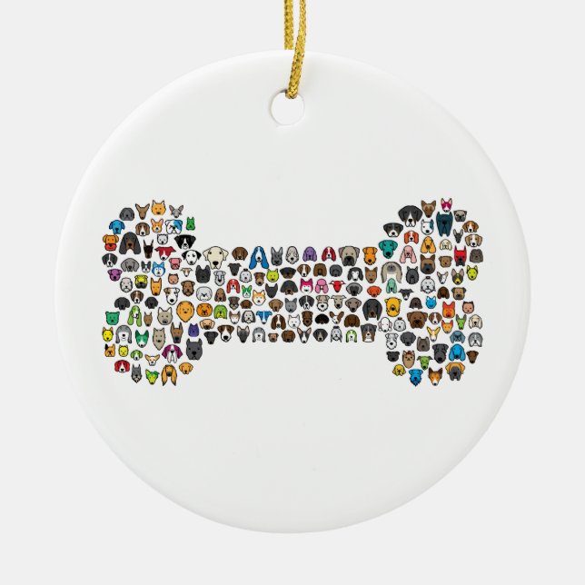 BONE Dog Cartoon Ceramic Ornament (Front)