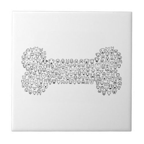 BONE Dog Cartoon Ceramic Tile