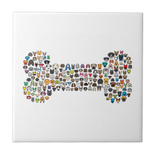 BONE Dog Cartoon Ceramic Tile