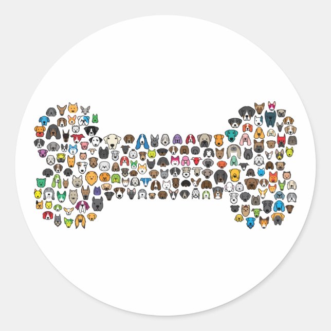 BONE Dog Cartoon Classic Round Sticker (Front)