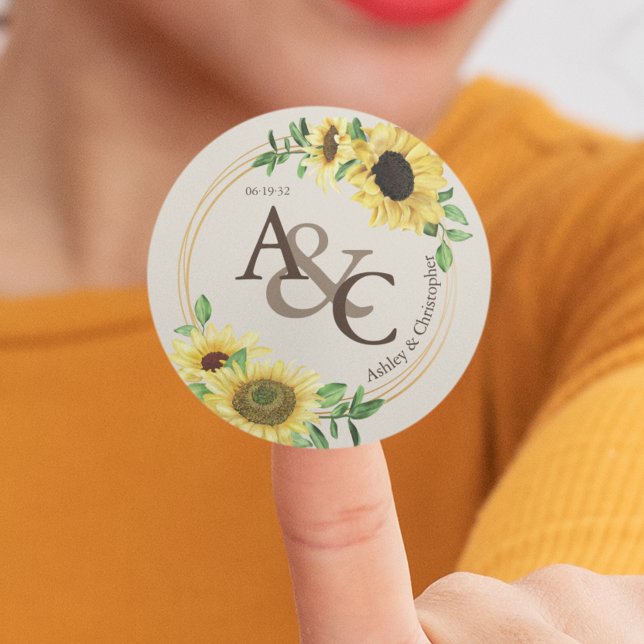 Bone • Elegant Modern Wedding Classic Round Sticker (Creator Uploaded)