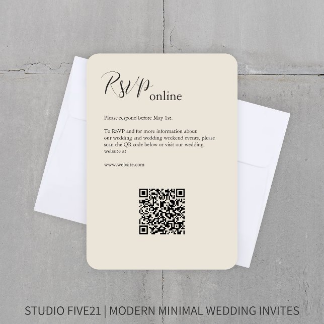 Bone • Elegant Modern Wedding RSVP Card (Creator Uploaded)