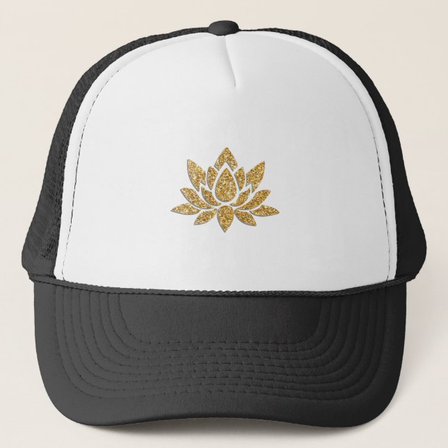 Boné Flor de Lótus dourada Trucker Hat (Front)