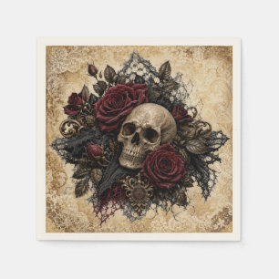 Bone Gothic Skull & Roses Halloween Cocktail Napki Napkins
