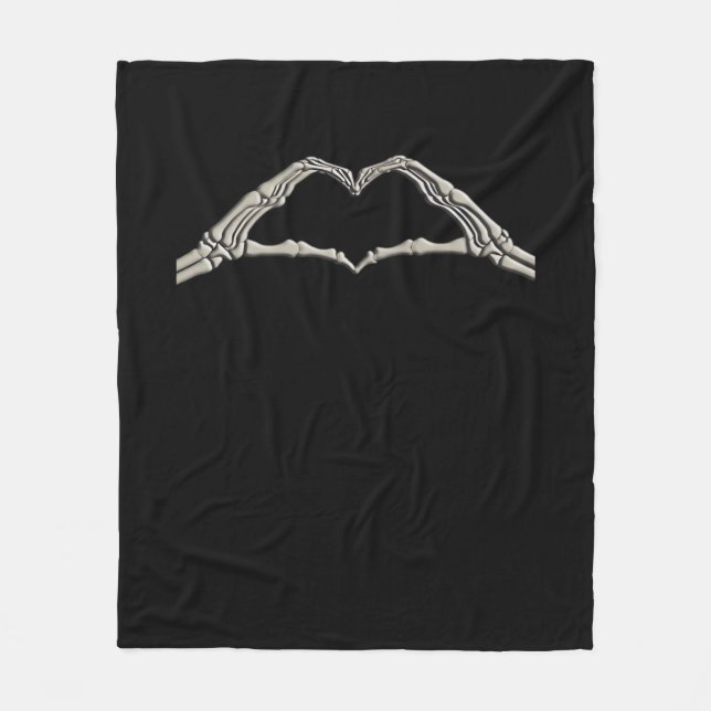 Bone Hands Heart Active Modern Aesthetic Fleece Blanket (Front)