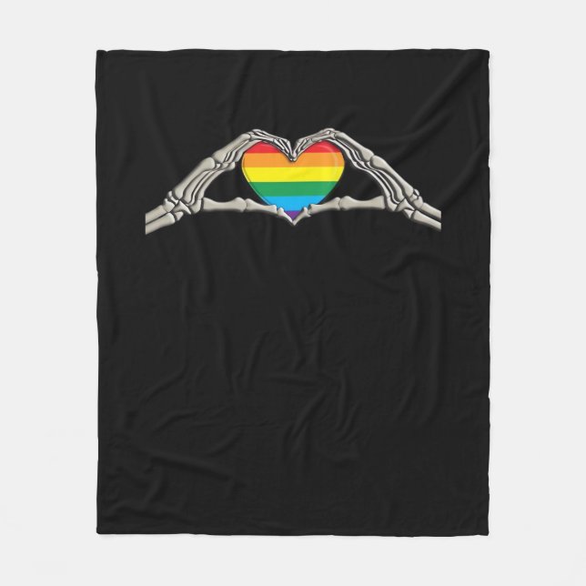Bone Hands Heart Active Modern Aesthetic Fleece Blanket (Front)