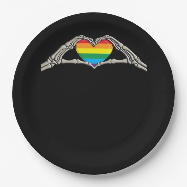 Bone Hands Heart Active Modern Aesthetic Paper Plates (Front)