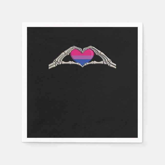 Bone Hands Heart Bisexual Goth Minimal Design Napkins (Front)