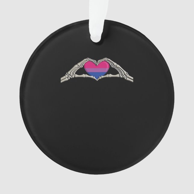 Bone Hands Heart Bisexual Goth Minimal Design Ornament (Front)