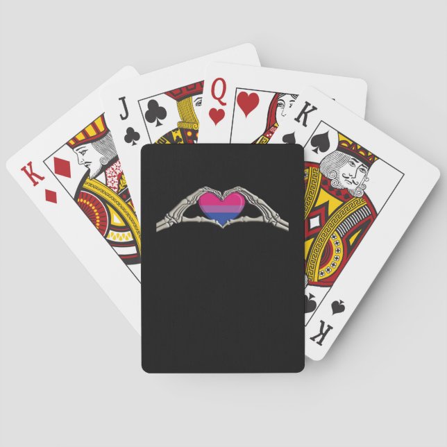 Bone Hands Heart Bisexual Goth Minimal Design Poker Cards (Back)