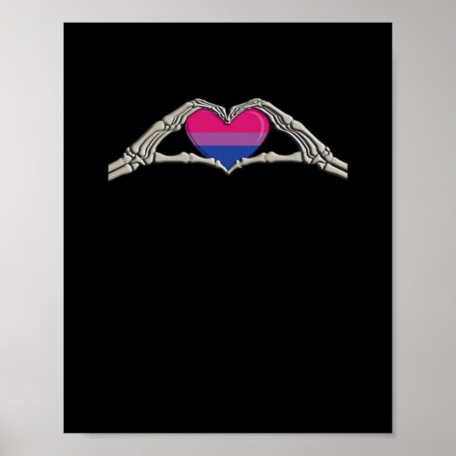 Bone Hands Heart Bisexual Goth Minimal Design Poster (Front)