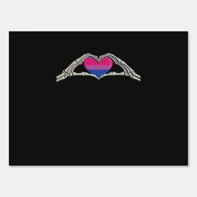 Bone Hands Heart Bisexual Goth Minimal Design Sign (Front)