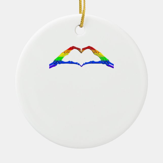Bone Hands Heart Classic Style Ceramic Ornament (Front)