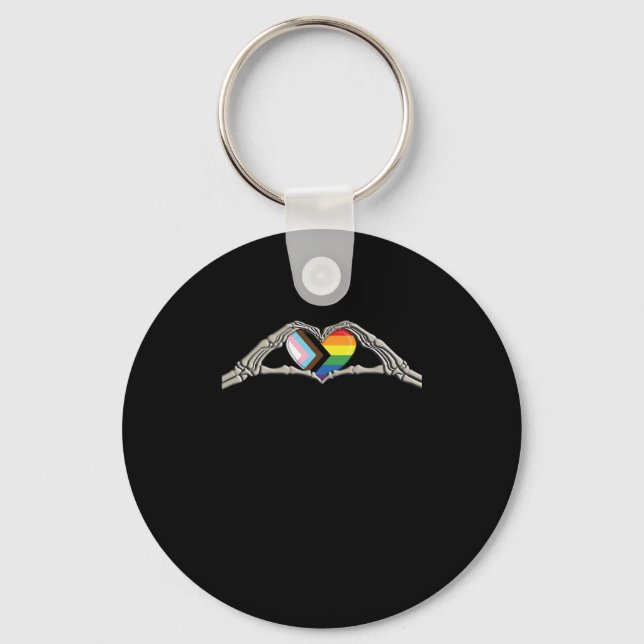 Bone Hands Heart Pride Progress Creative Style Keychain (Front)