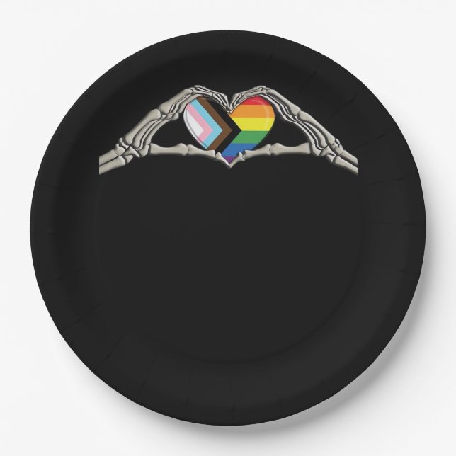 Bone Hands Heart Pride Progress Creative Style Paper Plates (Front)