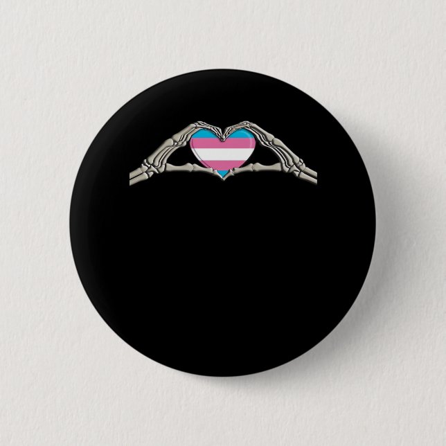 Bone Hands Heart Transgender Goth Minimal Style Button (Front)