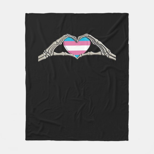 Bone Hands Heart Transgender Goth Minimal Style Fleece Blanket (Front)