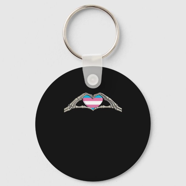 Bone Hands Heart Transgender Goth Minimal Style Keychain (Front)