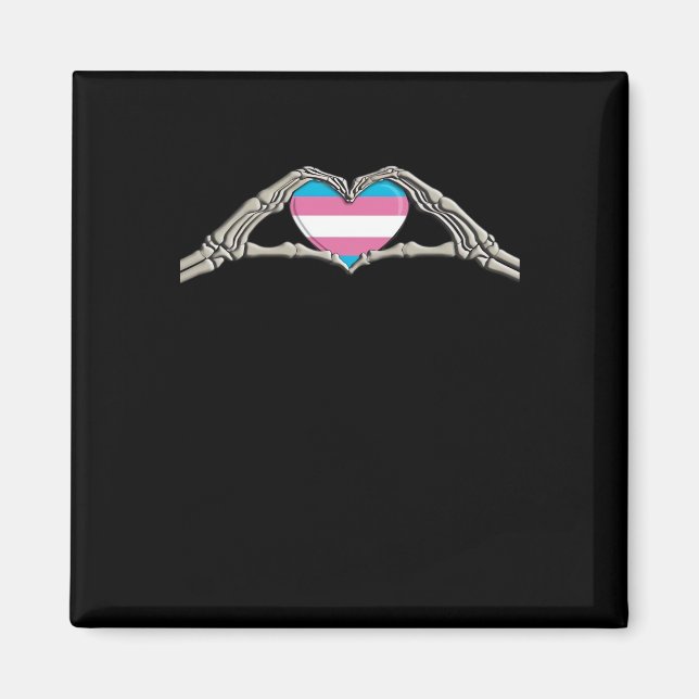 Bone Hands Heart Transgender Goth Minimal Style Magnet (Front)