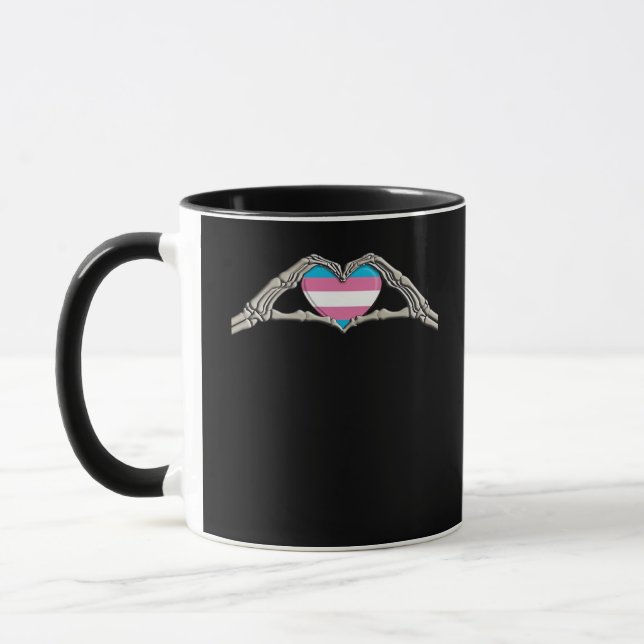 Bone Hands Heart Transgender Goth Minimal Style Mug (Left)