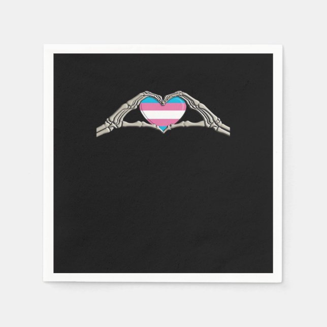 Bone Hands Heart Transgender Goth Minimal Style Napkins (Front)
