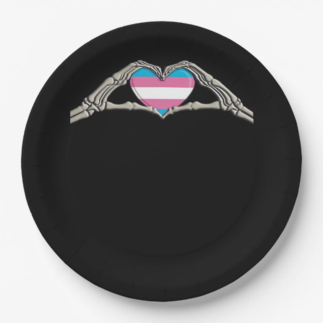 Bone Hands Heart Transgender Goth Minimal Style Paper Plates (Front)