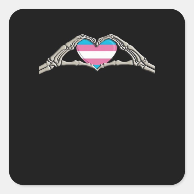 Bone Hands Heart Transgender Goth Minimal Style Square Sticker (Front)
